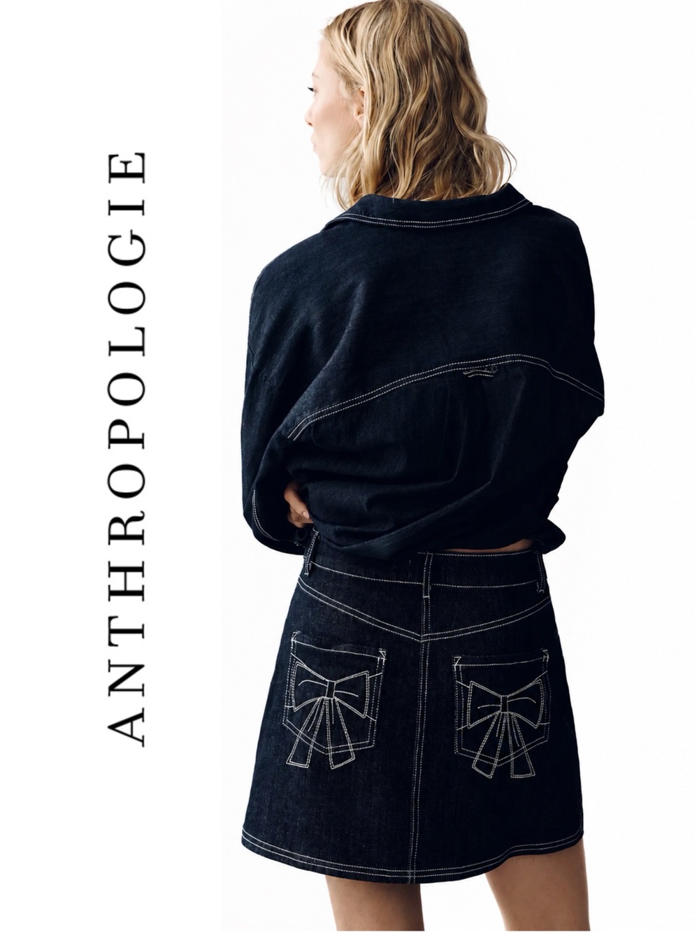 Anthropologie Pilcro Denim Bow Mini Skirt